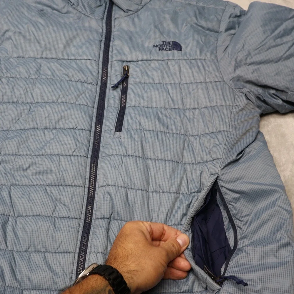 The North Face Puffer Jacket Mens Large Blue Ripstop Nylon Quilted Warm Winter